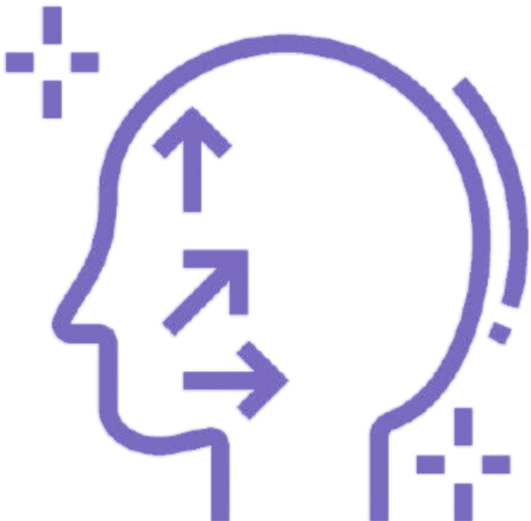 Facial silhouette with arrows pulling saggy skin icon